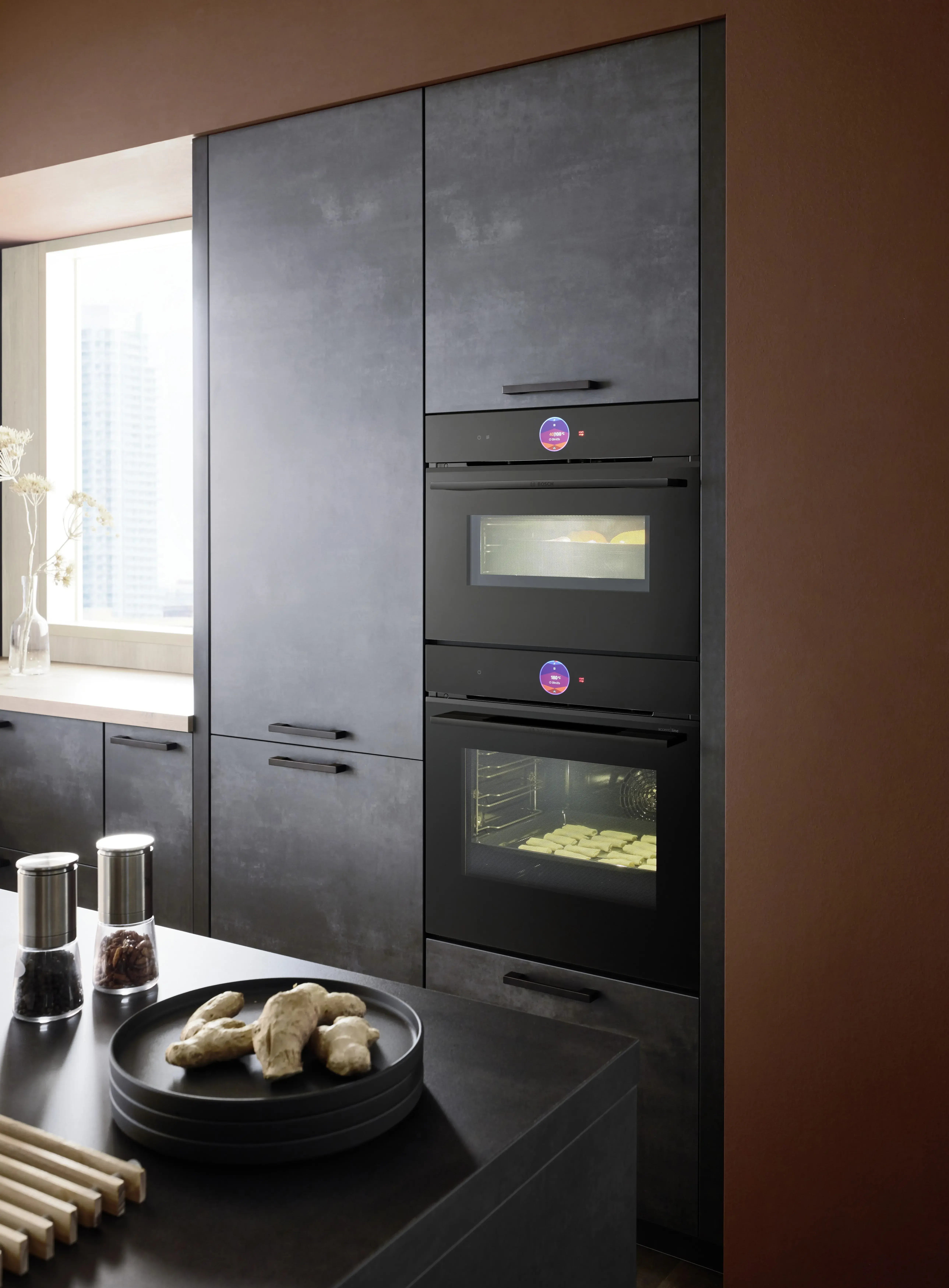 NOBILIA Japandi mit Bosch Geräten - Fokus auf Backofen-Set